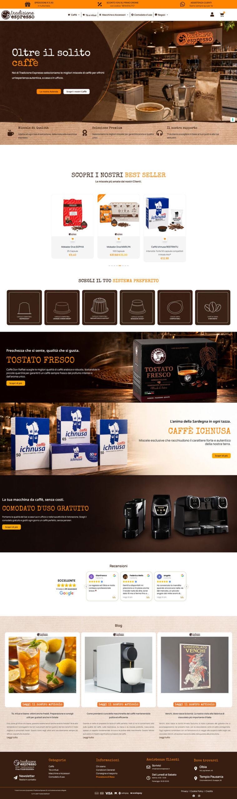 Tradizione Espresso commercio elettronico in gallura